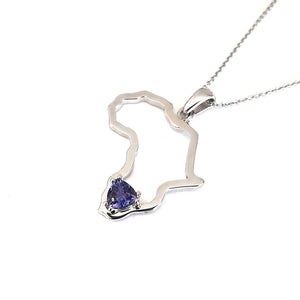 Africa Outline White Gold Trilliant 0.47ct Tanzanite Pendant