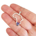 Africa Outline White Gold Trilliant 0.47ct Tanzanite Pendant