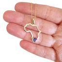Africa Outline Yellow Gold Trilliant 0.41ct Tanzanite Pendant