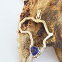Africa Outline Yellow Gold Trilliant 0.41ct Tanzanite Pendant