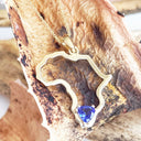 Africa Outline Yellow Gold Trilliant 0.41ct Tanzanite Pendant