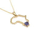 Africa Outline Yellow Gold Trilliant 0.41ct Tanzanite Pendant
