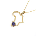 Africa Outline Yellow Gold Trilliant 0.41ct Tanzanite Pendant