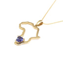 Africa Outline Yellow Gold Trilliant 0.41ct Tanzanite Pendant