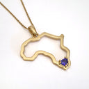 Africa Outline Yellow Gold Trilliant Tanzanite Pendant