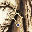 Africa Outline Yellow Gold Trilliant Tanzanite Pendant