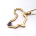Africa Outline Yellow Gold Trilliant Tanzanite Pendant
