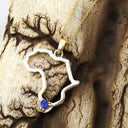 Africa Outline Yellow Gold Trilliant Tanzanite Pendant