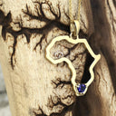 Africa Outline Yellow Gold Trilliant Tanzanite Pendant