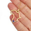 Africa Outline Yellow Gold Trilliant Tanzanite Pendant
