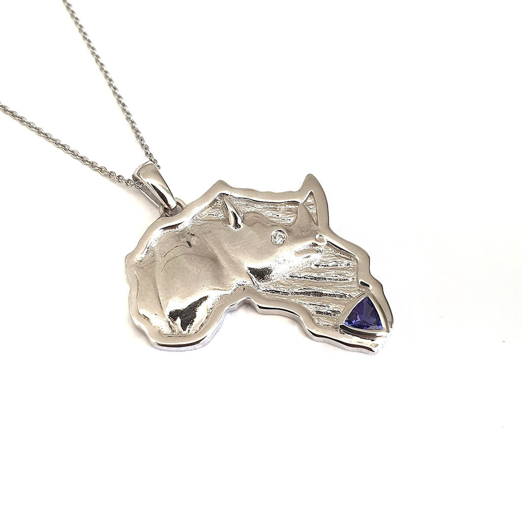 Africa Rhino White Gold Pendant