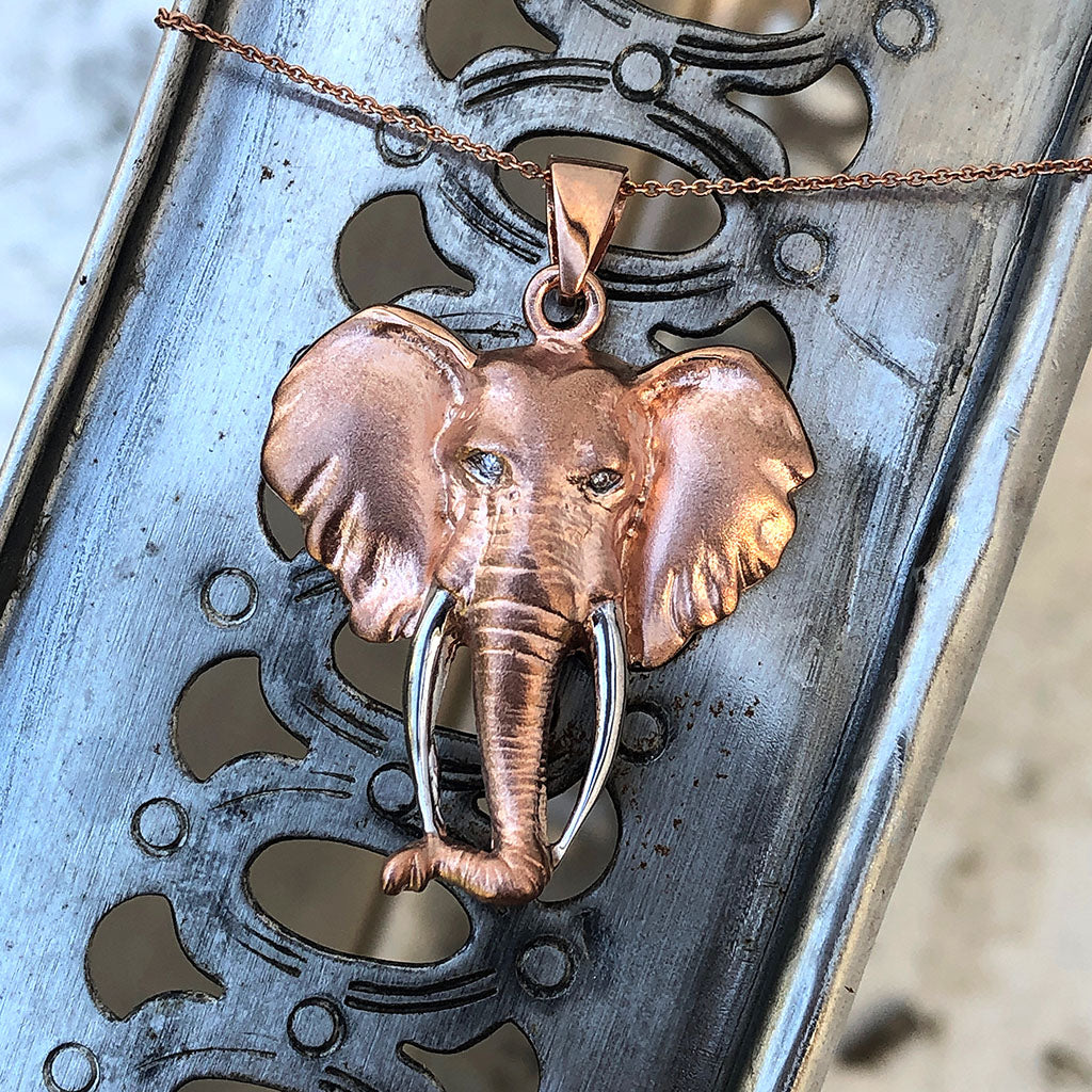 African Elephant Rose Gold Pendant