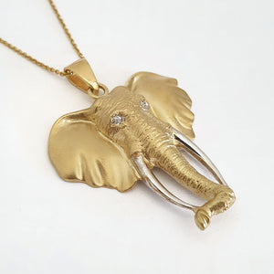 African Elephant Yellow Gold Pendant