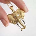African Elephant Yellow Gold Pendant