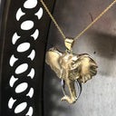 African Elephant Yellow Gold Pendant