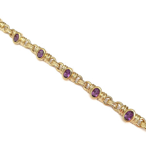 African Inspired Amethyst Yellow Gold Bracelet