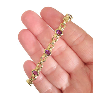 African Inspired Amethyst Yellow Gold Bracelet