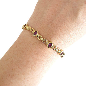African Inspired Amethyst Yellow Gold Bracelet