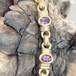 African Inspired Amethyst Yellow Gold Bracelet