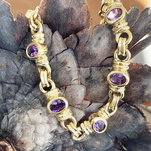 African Inspired Amethyst Yellow Gold Bracelet