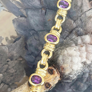African Inspired Amethyst Yellow Gold Bracelet