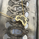 African Map Slider Pendant Yellow Gold with A Sprinkling of Black Diamonds