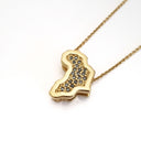 African Map Slider Pendant Yellow Gold with A Sprinkling of Black Diamonds