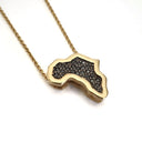 African Map Slider Pendant with Black Diamonds