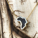 African Map Slider Pendant with Black Diamonds