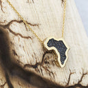 African Map Slider Pendant with Black Diamonds