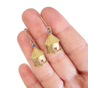 African Rondavel Gold and Tanzanite Earrings