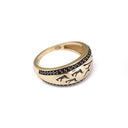 African San Art Gold and Black Diamond Ring