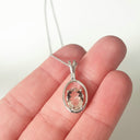 White Gold Oval Cut With White Gold Oval Band Accent Pendant