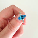 Marquise Cut Blue Topaz White Gold Ring with Diamond Accented Band