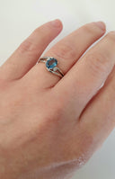 Oval London Blue and Diamond Ring