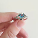 Round Cut Topaz and Pavé Diamond Ring