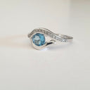 Round Cut Topaz and Pavé Diamond Ring
