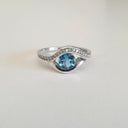 Round Cut Topaz and Pavé Diamond Ring