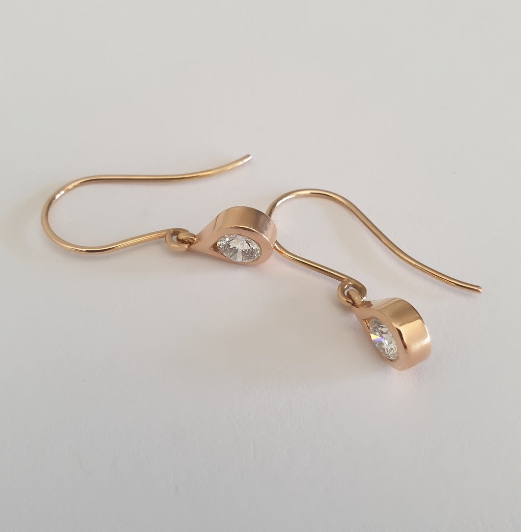 Droplet Rose Gold and White Diamond Earrings
