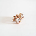 Channel Set Oval Rose Gold Diamond Stud