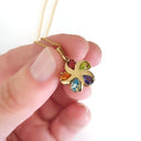 Sun Swirl Rainbow Gemstone Yellow Gold Pendant