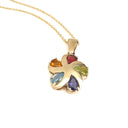Sun Swirl Rainbow Gemstone Yellow Gold Pendant