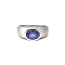 Unisex Oval Tanzanite Matte White Gold Ring