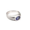 Unisex Oval Tanzanite Matte White Gold Ring