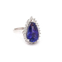 Stunning Pronounced Diamond Halo Pear Cut Tanzanite Ring
