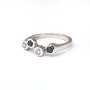 Alternating Black and White Tube Set Diamond Ring