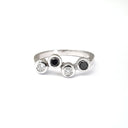 Alternating Black and White Tube Set Diamond Ring