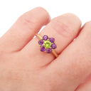 Amethyst and Peridot Flower Ring