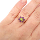 Amethyst and Peridot Flower Ring