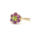 Amethyst and Peridot Flower Ring